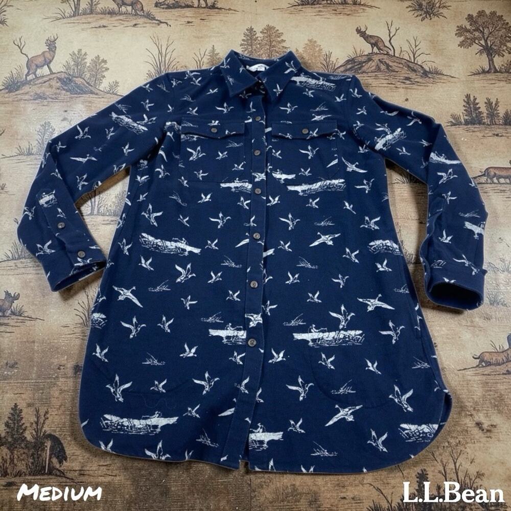 LL Bean Signature Chamois Cloth Shirt Womens MED Bird Hunting Jacket Flannel
